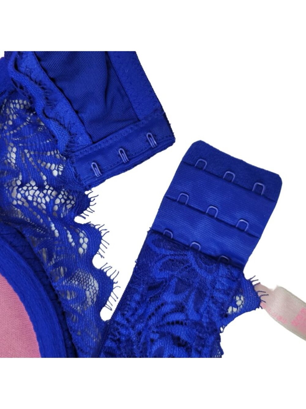 PINK Victoria's Secret Lace Bralette Bra Blue Large C Lightly Lined Underwire - Picture 8 of 12